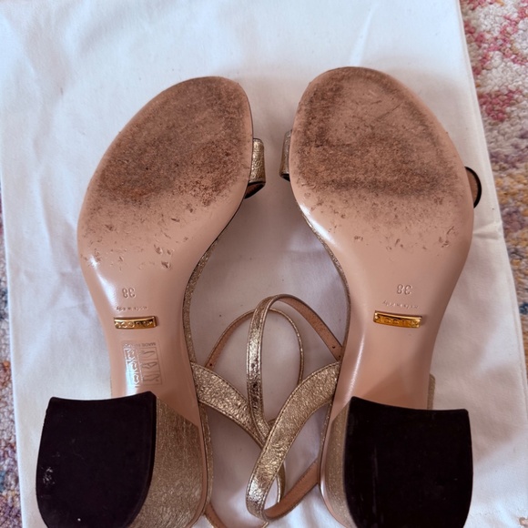 Gucci Marmont Gold Metallic Leather Sandals Size 38 (US 7.5-8) - Picture 4 of 8